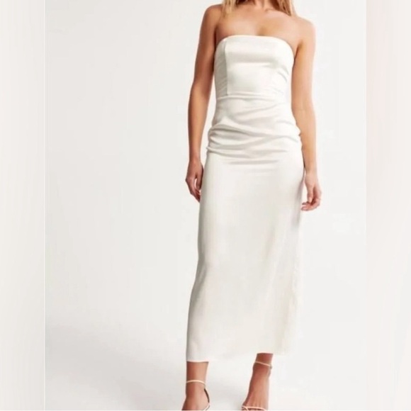 NWT Abercrombie & Fitch White Satin Dress - Picture 1 of 4